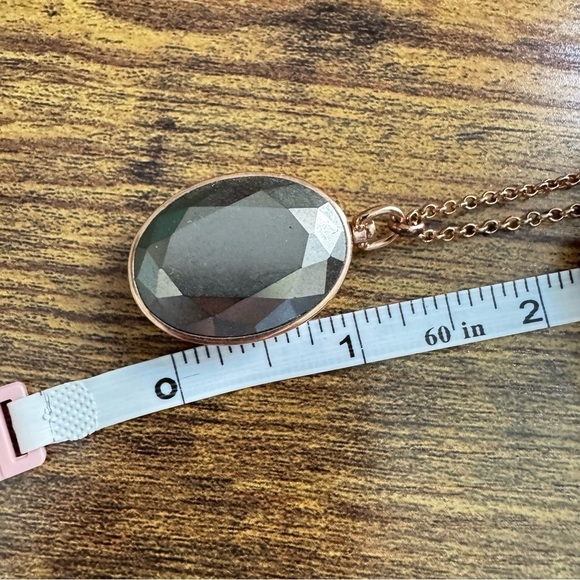 NWT Fossil Rose Gold Tone Gray Faceted Pendant 23” Necklace - Picture 9 of 10